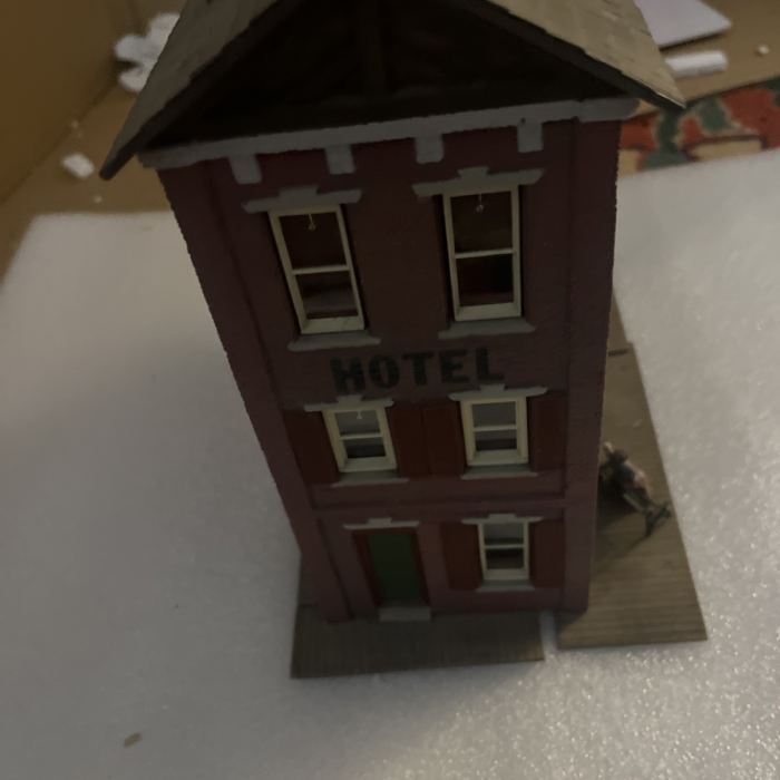 Union Hotel Hand Made Wood OOAK Artisan Dollhouse Built Decorated Railroad