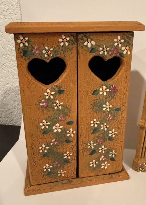 3pc Artisan OOAK (One of a Kind) Folk Art Wooden Dollhouse Collection
