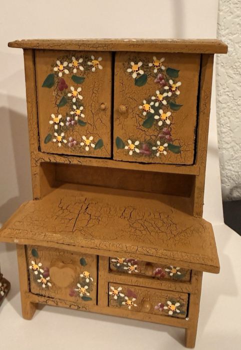 3pc Artisan OOAK (One of a Kind) Folk Art Wooden Dollhouse Collection