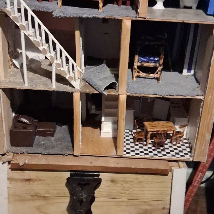 miniature dollhouse  1:12 Scale One Of A Kind Hand Crafted With Stand ,Lights,