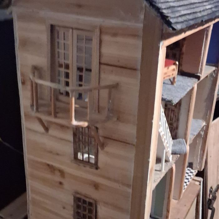 miniature dollhouse  1:12 Scale One Of A Kind Hand Crafted With Stand ,Lights,