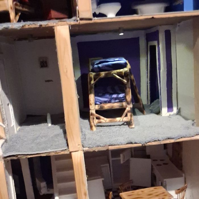 miniature dollhouse  1:12 Scale One Of A Kind Hand Crafted With Stand ,Lights,