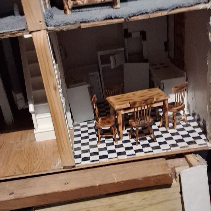 miniature dollhouse  1:12 Scale One Of A Kind Hand Crafted With Stand ,Lights,