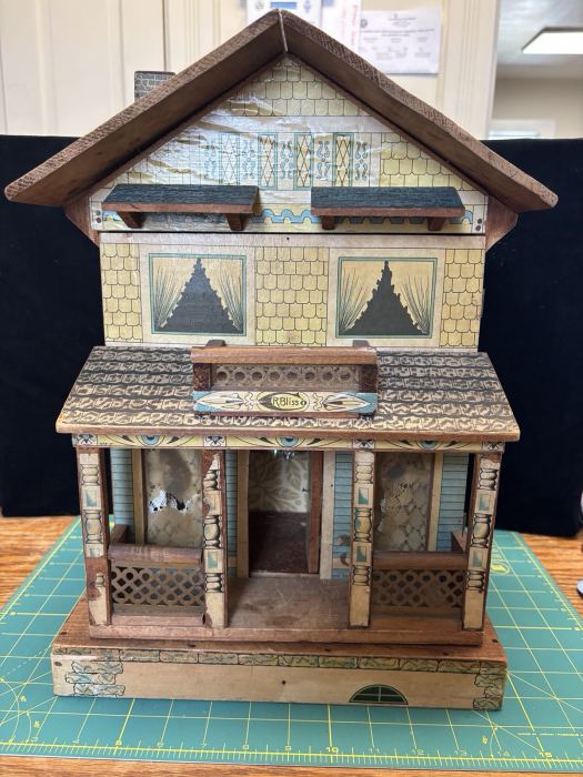 Antique R. Bliss Lithographed Dollhouse Furnished Early 20th Century
