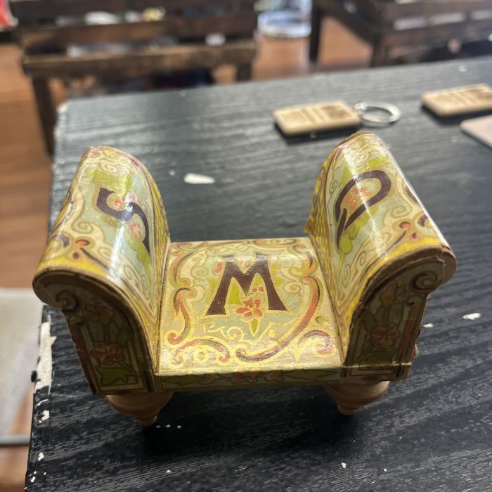 Antique Bliss Company Original Dollhouse Alphabet couch In Very Good Condition