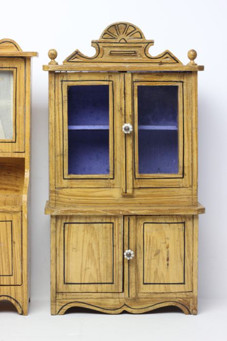 Antique German Dollhouse Christian Hacker Painted Kitchen Furniture Miniature