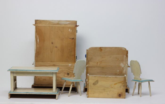 Antique German Dollhouse 6 Piece Kitchen Furniture by Christian Hacker Miniature