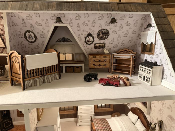 1:12 customized Vermont Farmhouse Jr Dollhouse Furnished w/ Lights 