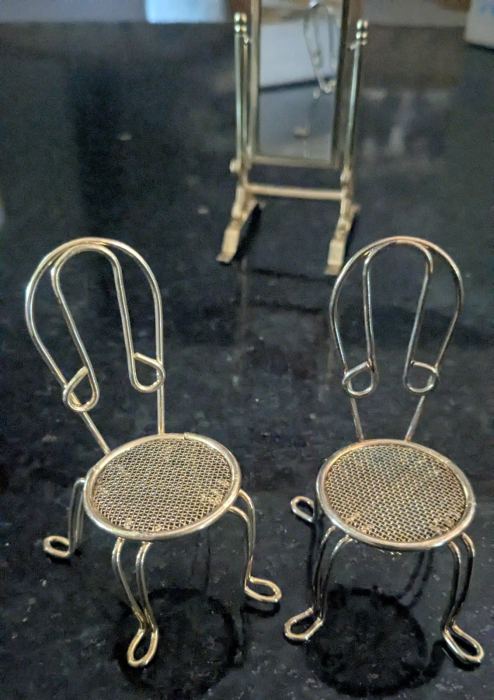 Collection Of Wonderful (Brass?) Dollhouse Furnishings