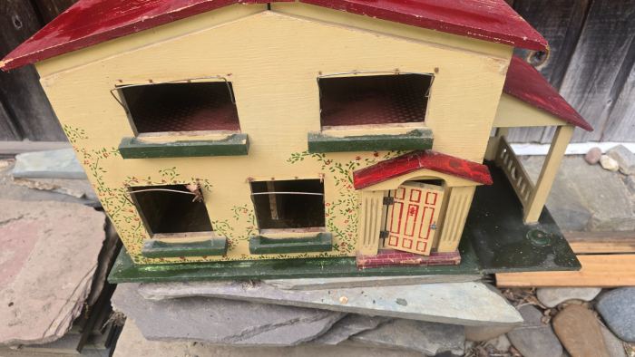 Dollhouse colonial  2 story  Antique Large American 3 rooms  100 year + old