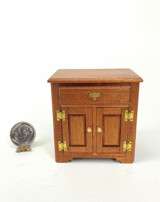 Vintage IGMA Artisan Side Table Cabinet w Drawer 1:12 Dollhouse Miniature Signed