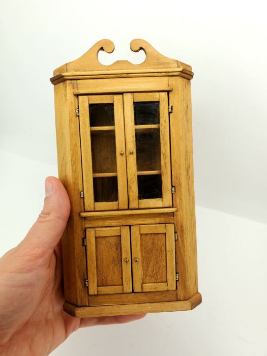 RARE Vintage IGMA Artisan Corner Cabinet 1:12 Dollhouse Miniature Signed Gans 86
