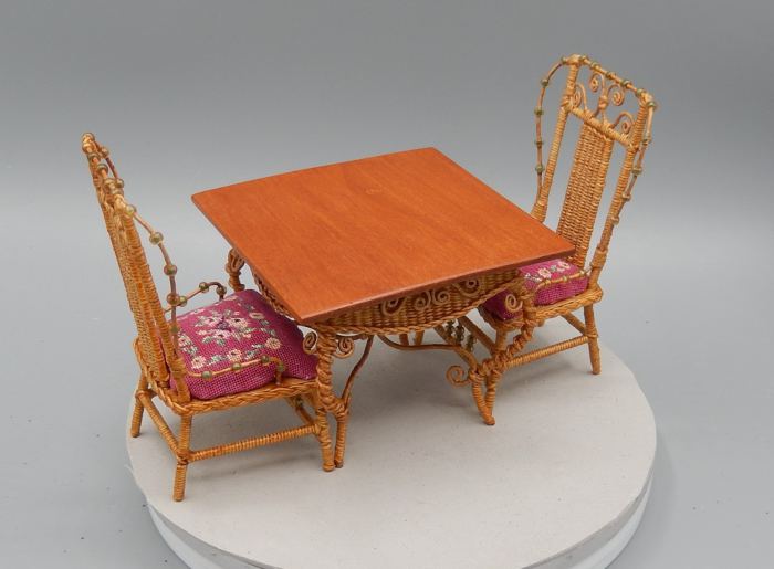IGMA Rhea Strange OOAK Wicker Dining Table Artisan Dollhouse Miniature 1:12