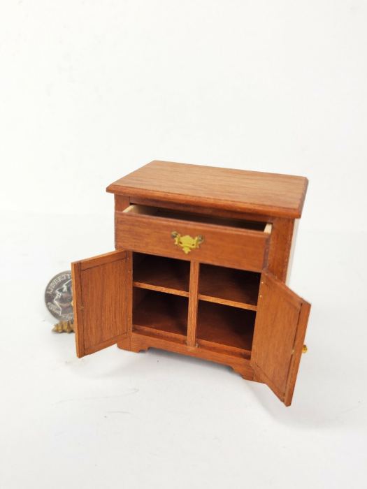 Vintage IGMA Artisan Side Table Cabinet w Drawer 1:12 Dollhouse Miniature Signed