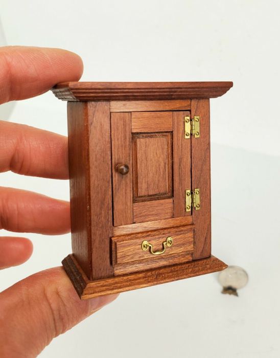 Vintage IGMA Artisan Table/Wall Cabinet w Drawer 1:12 Dollhouse Miniature Signed