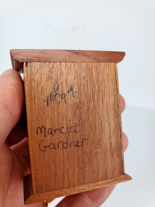 Vintage IGMA Artisan Table/Wall Cabinet w Drawer 1:12 Dollhouse Miniature Signed
