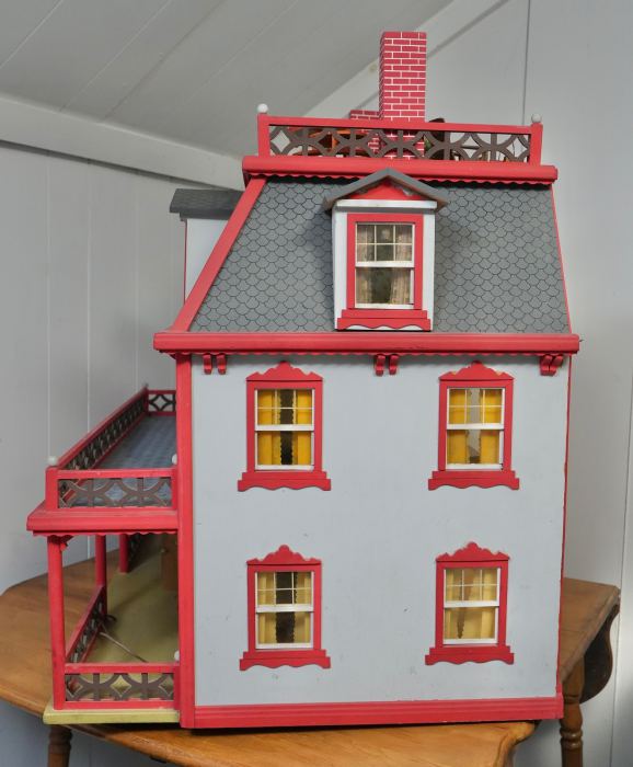 Handmade Victorian Dollhouse by GNA c.1970s – Furnished - 34” x 32” x 24”