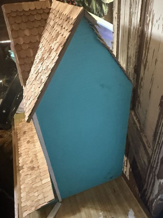 1:12 Wood Complete Dollhouse 2-Story 3-Room Unfurnished Painted Blue