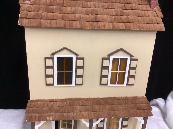 Vintage Wooden Handmade 5 Room/3 Story Dollhouse 24” Ht X 15.5” X 10.5” W