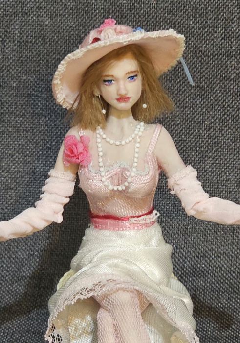 OOAK Miniature 1:12th scale Dollhouse Woman Lady Doll Artist Hand Sculpted