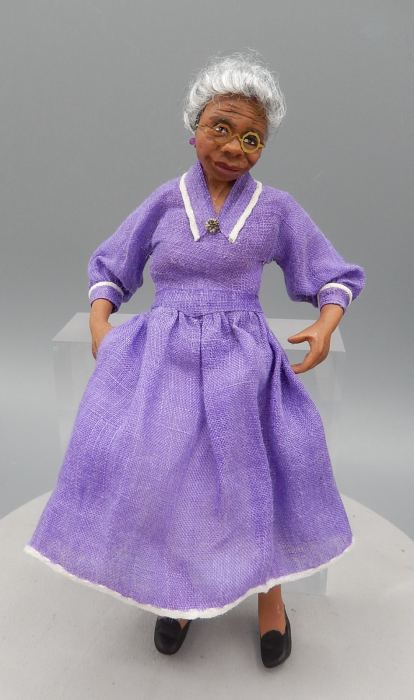 Vintage OOAK Delores Coles Sculpted Older Woman Doll Dollhouse Miniature 1:12