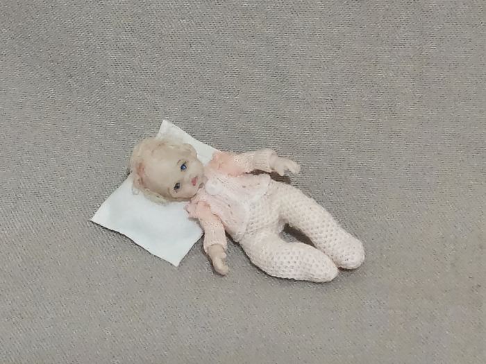 1:12 OOAK Dollhouse Miniature Baby Doll Artist Handmade Sculpt
