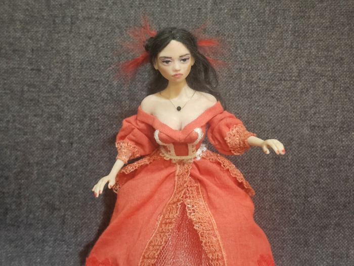 OOAK Miniature 1:12th scale Dollhouse Woman Lady Doll Artist Hand Sculpted