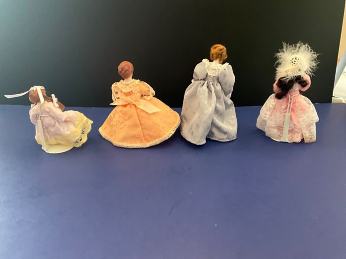 Vintage Lot Of 4 Victorian Style Miniature Artisan Dollhouse Dolls VGC