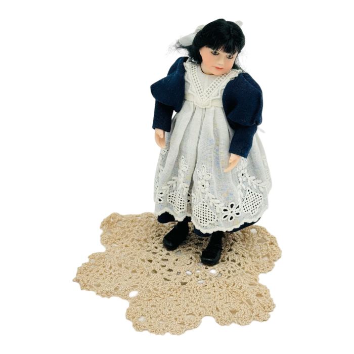 Artisan Miniature Dollhouse Sculpted Porcelain Country Doll Connie Sauve 4.25”