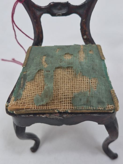 Antique 4" Chair Metal Dollhouse Furniture Rock & Graner Germany c1870s 1:12