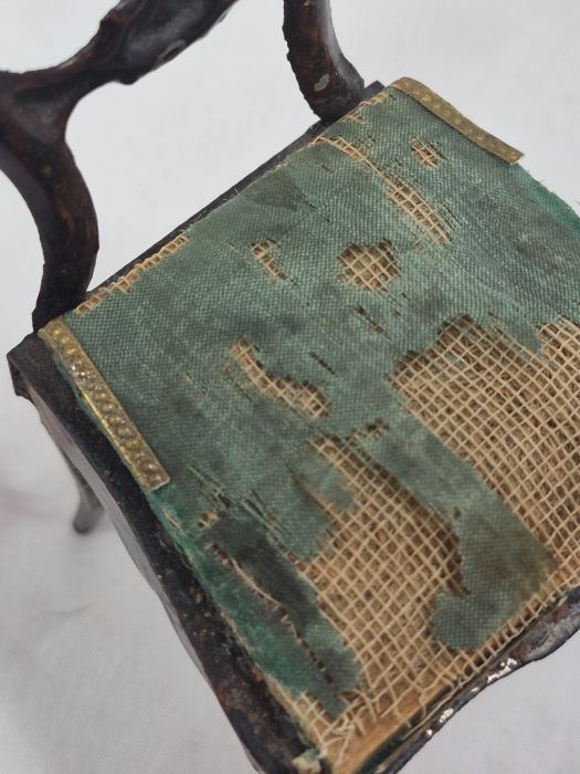 Antique 4" Chair Metal Dollhouse Furniture Rock & Graner Germany c1870s 1:12