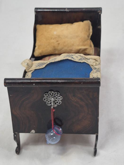 Antique 7"L Day Bed Metal Dollhouse Furniture Rock & Graner Germany c19th 1:12