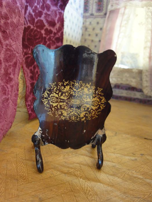 Antique dollhouse furniture chimney guard Rock & Graner dated 1880 tin toy