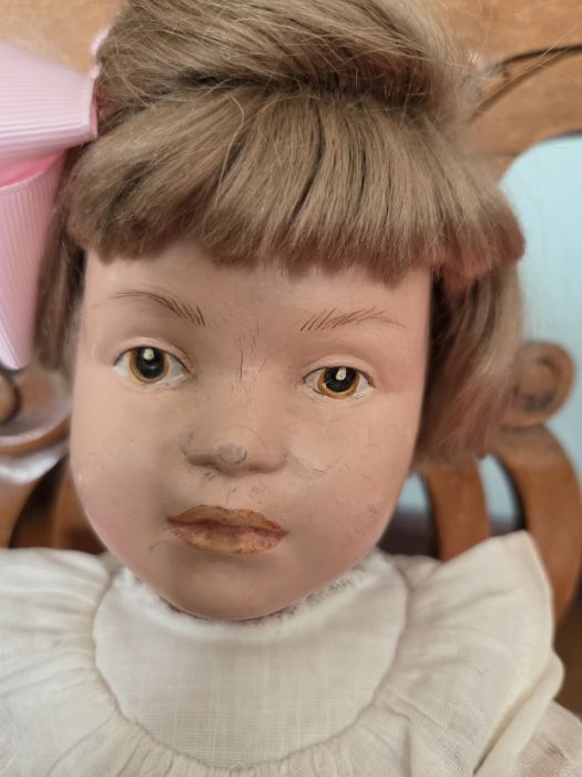 Stunning original finish   Schoenhut  doll  308  19 tall. Deeply carved eyes