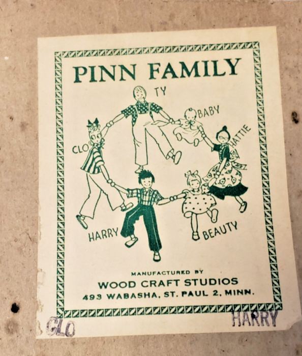 Schoenhut The Pinn Family Dolls HARRY & CLO patented  Wood Craft Studios-NOS